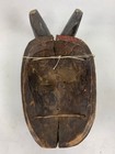 African Baule Style Carved Wood Mask Red Black Horned Tribal Wall Mask 10   