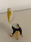 Pelican Figurine Yellow Miniature Murano Art Blown Glass Pelican Figurine ----