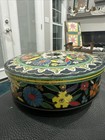 Vtg 70s Daher Tin Boho Flower Floral Embossed Enamel Style Made In England 8   