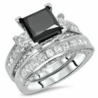 5ct Princess Cut Lab-created Diamond Bridal Set Band Ring 14k White Gold Finish