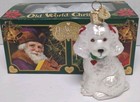 Vtg Old World Christmas White Poodle Glass Ornament Poodle W box