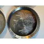 Vintage Aluminum Coasters Set Of 6 Ducks In Flight Cattails Embossed Silver Tone