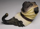 Pug Dog Realistic Head Figurine Hook Gray Cream Large Coat Leash Towel