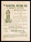 1894 Lion Coffee Victorian Trade Card- Woolson Spice - Girl W  Giant Fly On Bowl