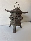 Vintage Japanese Cast Iron Pagoda Candle Lantern Hang   Tabletop Hearts 9   