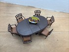 Vintage Unbranded 1 12 Scale Plastic Dollhouse Brown Dining Table 6chairs Set