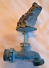 Vtg Brass Frog Spigot Handle Outdoor Hose Bib Faucet Verdigris Garden Decor