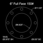  10 Pack  6 Inch Pipe Size Neoprene Flange Gaskets  Full Face 1 8 Thick 150 