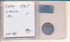India 1862  Silver - 2 Annas - Small Coin    3937