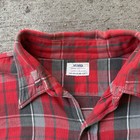 Vintage Sears Sanforized Flannel Xl Cropped Farm Repairs Red Gray 50s