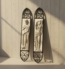 Vintage Toscano Water Maiden Wall Sculptures  Framed In Cast Iron 19 5    X 3 2   