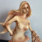 Mermaid Sea Turtle Figurine 9    Resin Faux Wood Look Coastal Nautical Decor