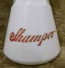 Antique Barber Shampoo Bottle Milk Glass Original Stopper Red Script C  1920