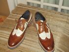 Ed Hardy Men s Size 10 5 Brown   White Leather Wing Tip Baroque Dress Shoes