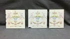 3 Antique Ceramic Tile Urns Floral Garland 6  X 6  Arts   Crafts Vtg Old 387-25b