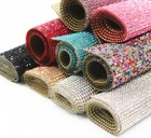 24 40cm Hotfix Glass Rhinestones Mesh Trim Crystal Fabric Sheet Strass Appliques