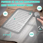30x 10x 5x Large Magnifying Glass With Light  Rechargeable Foldable Full Book Pa