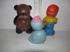 Vintage Rubber Squeaky Toy Lot   panda  Boy  Duck     gh2 