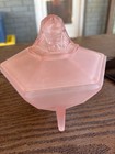 Rare Taussaunt Egyptian Head Frosted Pink Glass Trinket Bowl Beautiful     