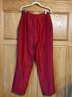 Vtg Bic   Women   s Red Lined Dress Pants Solid Silk polyester Zip Button Size 12