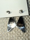 Vintage Native Signed Sf Lapis Turquoise   Opal Sterling Earrings