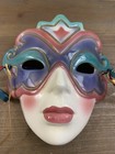 Vtg Mardi Gras Mask San Fransico Clay Art Mask Nwt Purple Green Pink Mardi Gras