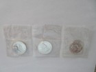 3 Coins 1962 Uncirculated Canadian Canada Silver Dollar Coin Cellophane Sealed 2
