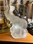 Vintage Crystal Clear Frost Large Elephant Decor