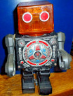 Rare Orange Head Vintage Horikawa Toy Tin   Plastic Piston Robot Made In Japan