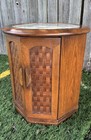 Vintage Mid Century Danish Modern Octagon Drum Side End Table Cabinet Mcm Marble