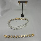 Vintage Napier Parure Crystal And Gold Tone Necklace Bracelet Earrings