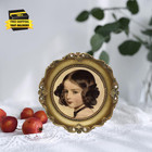 3x3 Vintage Round Picture Frames Antique Small Ornate Bronze Gold Picture Frames