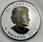2018 Canada  5 Maple Leaf - Dog Privy Reverse Proof - 1 Oz  9999 Silver
