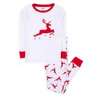 Leveret Kids Two Piece Cotton Matching Family Pajamas Red   White Reindeer 8