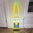 Corona Neon Bottle Outline Sign Yellow   Green Lighted Breweriana