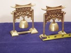  2  Brass Pagoda Bell Gongs Old Chinese Cupids Angels 4 5  Pair