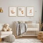 Teddy Bear Pictures Wall Decor  Baby Nursery Wall Art Wood Framed 16x24in   M   