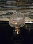    vtg House Of Lloyd Pink Glass Fairy Lamp Floral Diamond Pedestal Candle Holder 