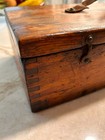 Vtg primitive Dovetailed Wood Box W 4 Shelves  Drills  Navy Set No 1  1 16  - 1 