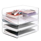 Set Of 4 Office Organization And Storage Pet Letter 12 5  X 9 6  X 2 9  Clear