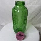 Vintage Green Glass Water Juice Refrigerator Bottle W lid 1950 s-60 s