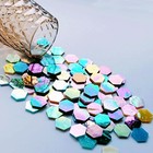 100 Pcs Hexagon Iridescence Stained Glass Pieces Mosaics Tiles For Crafts Bulk  
