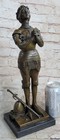 Signed Mercie Saint Joan Of Arc Bronze Marble Sculpture Statue Figurine Figure