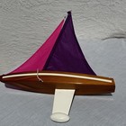 Vintage 14 Inch Pond Yacht Sailboat   Sails  Metal Keel 
