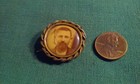 Antique Victorian Mourning Photo Pin Young Gentleman Celluloid   Metal