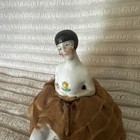 Vintage Antique Porcelain Half Doll Pin Cushion With Legs