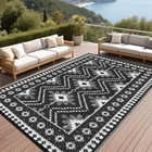 Reversible Outdoor Plastic Rug Waterproof Uv Resistant Patio Rv Mat With Stakes
