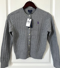 Polo Ralph Lauren Girl   s Cotton Cable Knit Cardigan Grey Size L  12-14  Nwt