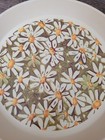 Vintage 13  Round Fiberglass Daisy Avacado Green Tray Mid Century Retro