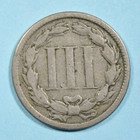1865 Three Cent Piece Nickel   F Fine   3c Us Type Coin Collectible